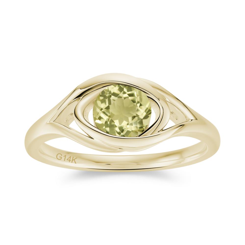 Round Cut Bezel London Blue Topaz Ring - LUO Jewelry #gemstone_Lemon Quartz