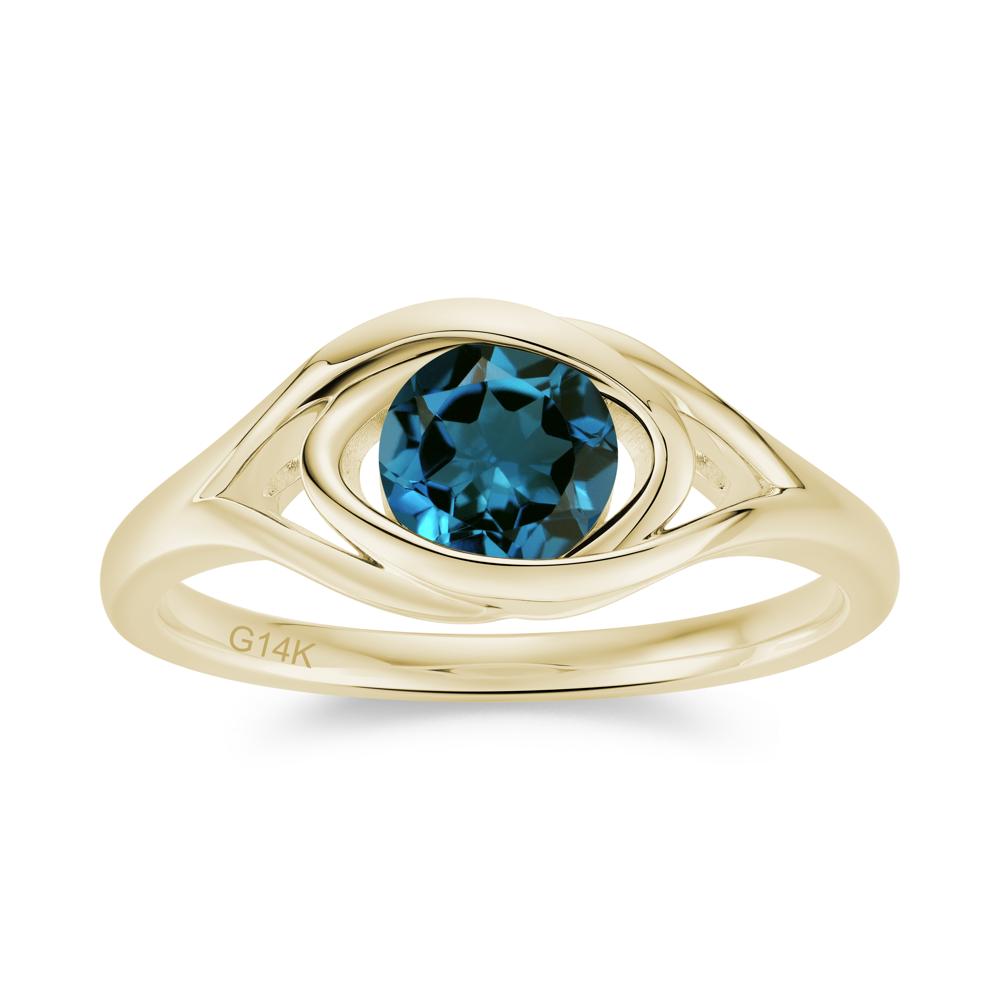 Round Cut Bezel London Blue Topaz Ring - LUO Jewelry #gemstone_London Blue Topaz