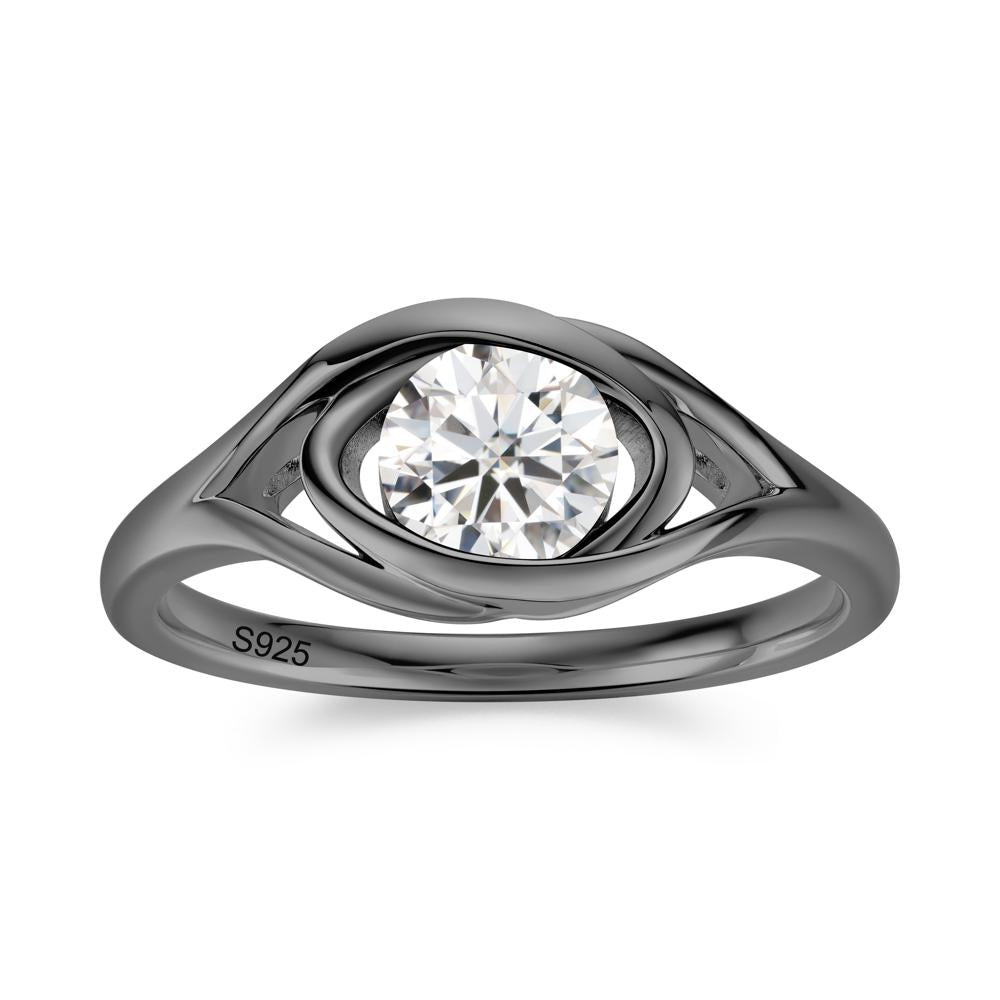 Round Cut Bezel London Blue Topaz Ring - LUO Jewelry #gemstone_Moissanite