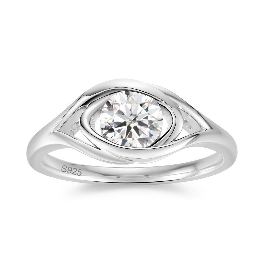 Round Cut Bezel London Blue Topaz Ring - LUO Jewelry #gemstone_Moissanite