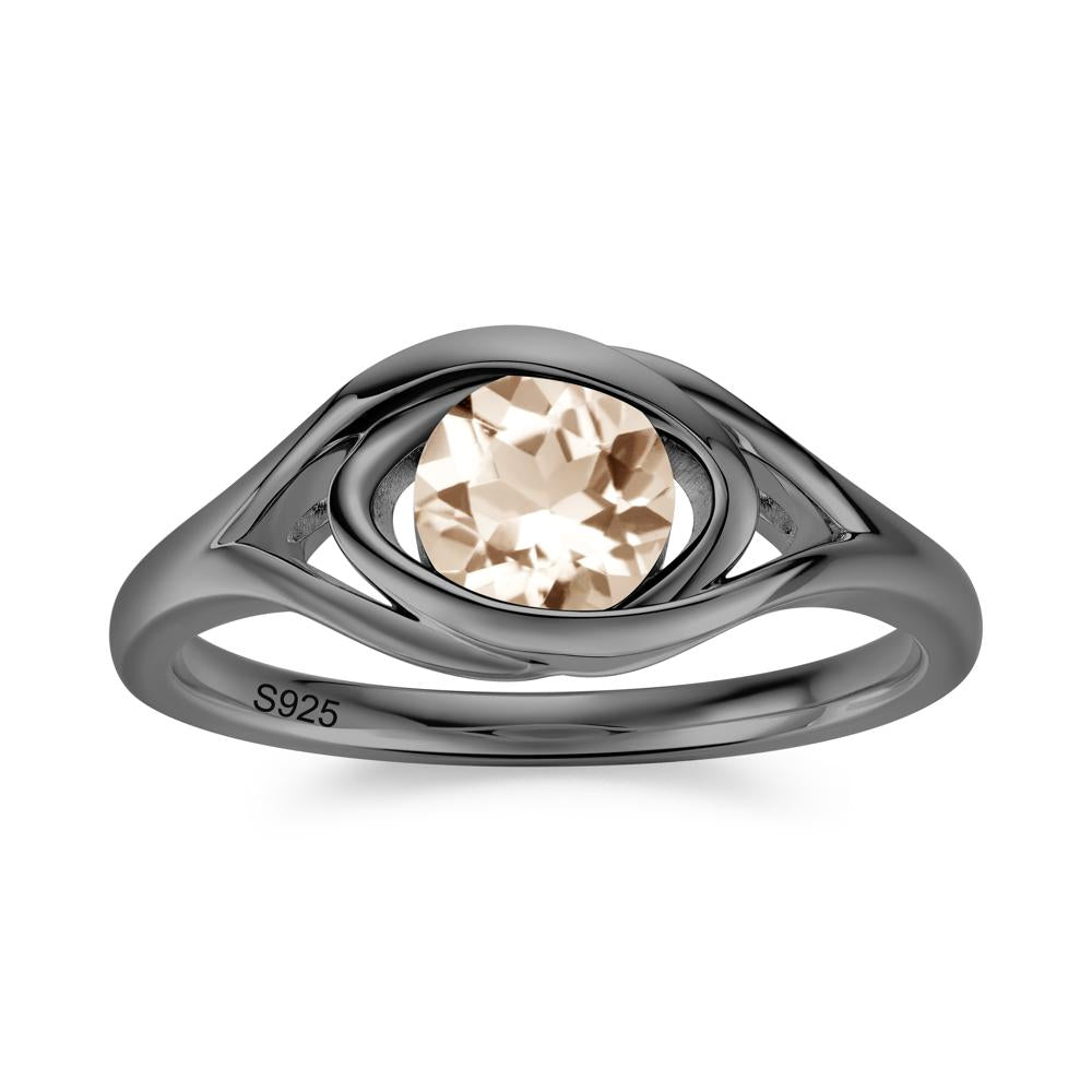 Round Cut Bezel London Blue Topaz Ring - LUO Jewelry #gemstone_Morganite