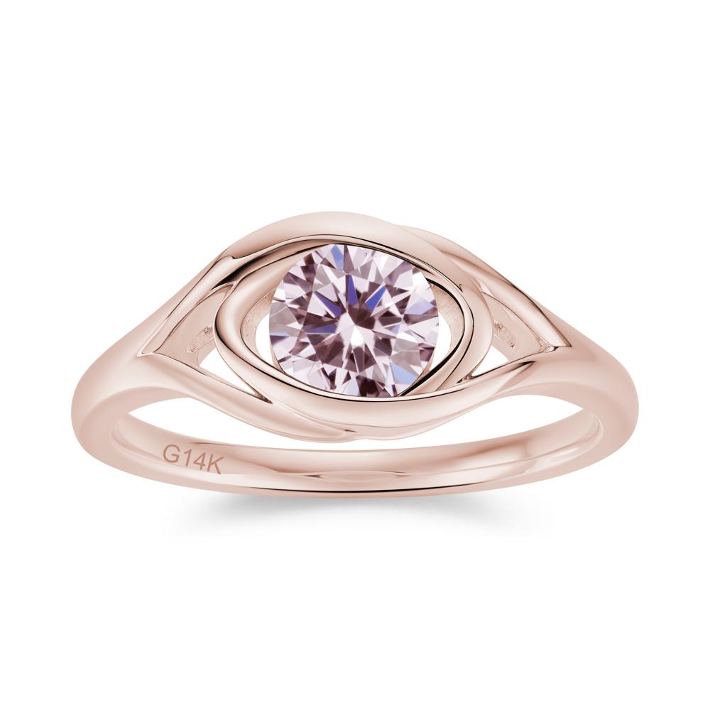 Round Cut Bezel London Blue Topaz Ring - LUO Jewelry #gemstone_Pink Cubic Zirconia