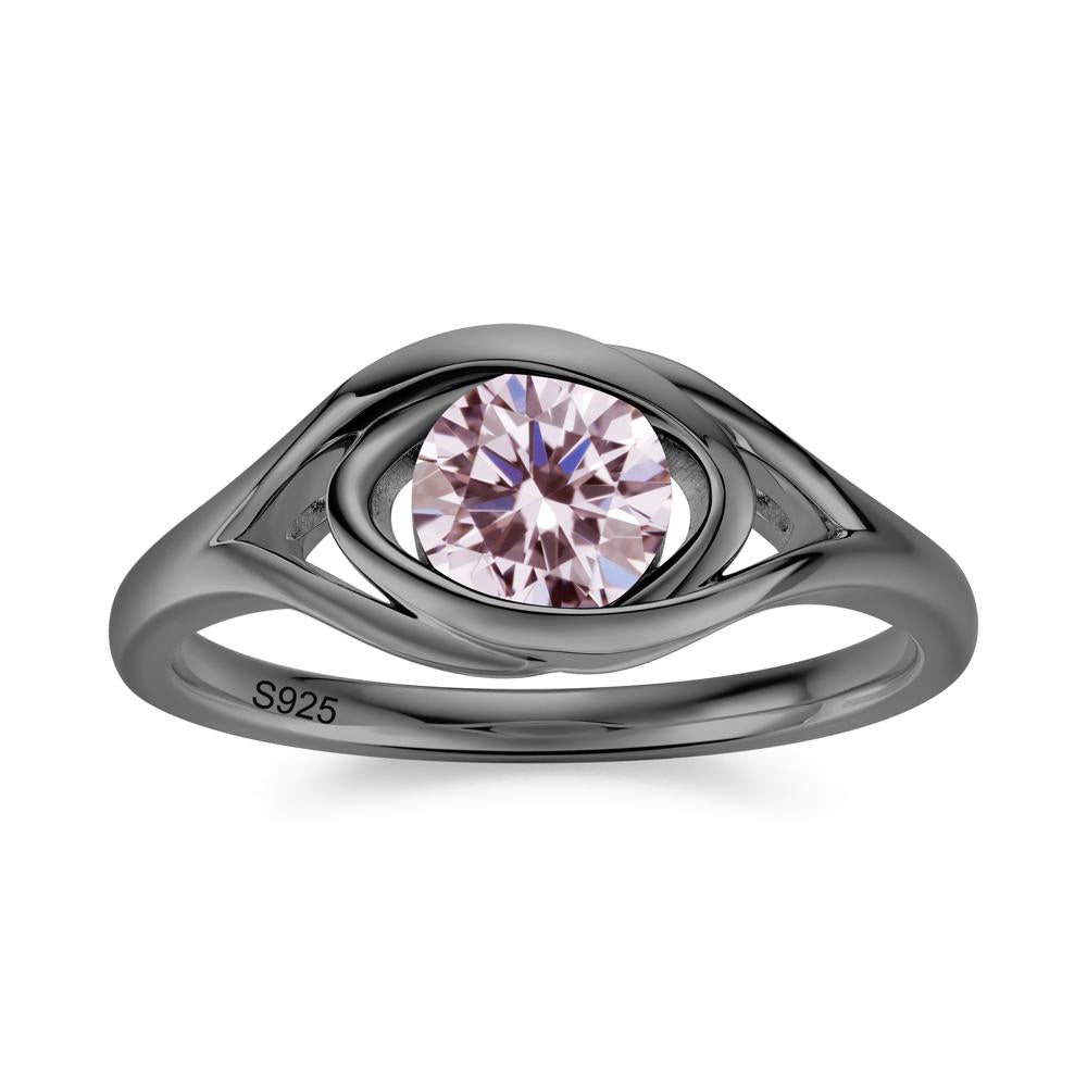 Round Cut Bezel London Blue Topaz Ring - LUO Jewelry #gemstone_Pink Cubic Zirconia