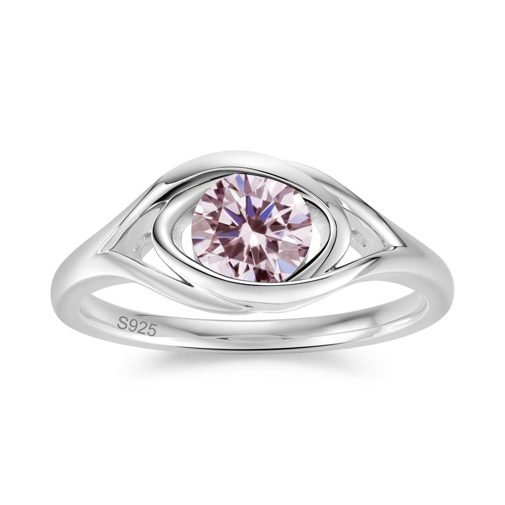 Round Cut Bezel London Blue Topaz Ring - LUO Jewelry #gemstone_Pink Cubic Zirconia