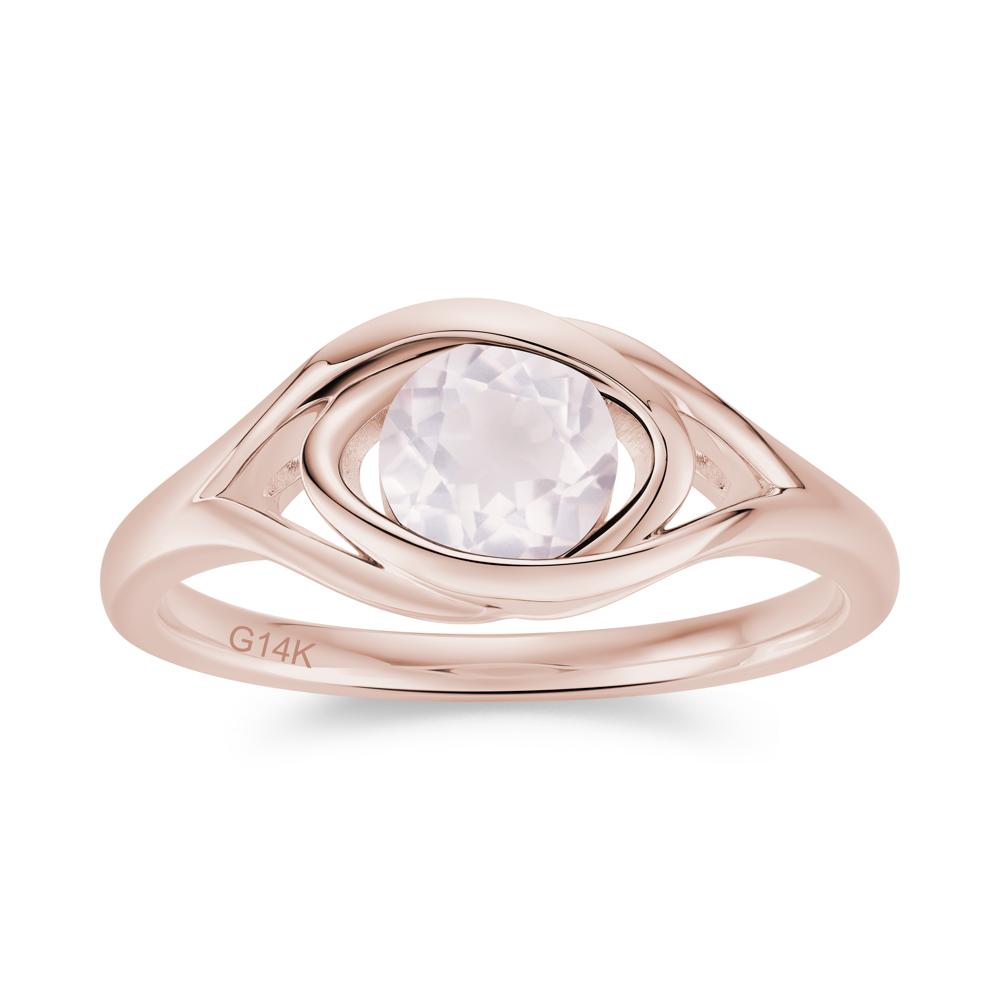 Round Cut Bezel London Blue Topaz Ring - LUO Jewelry #gemstone_Rose Quartz