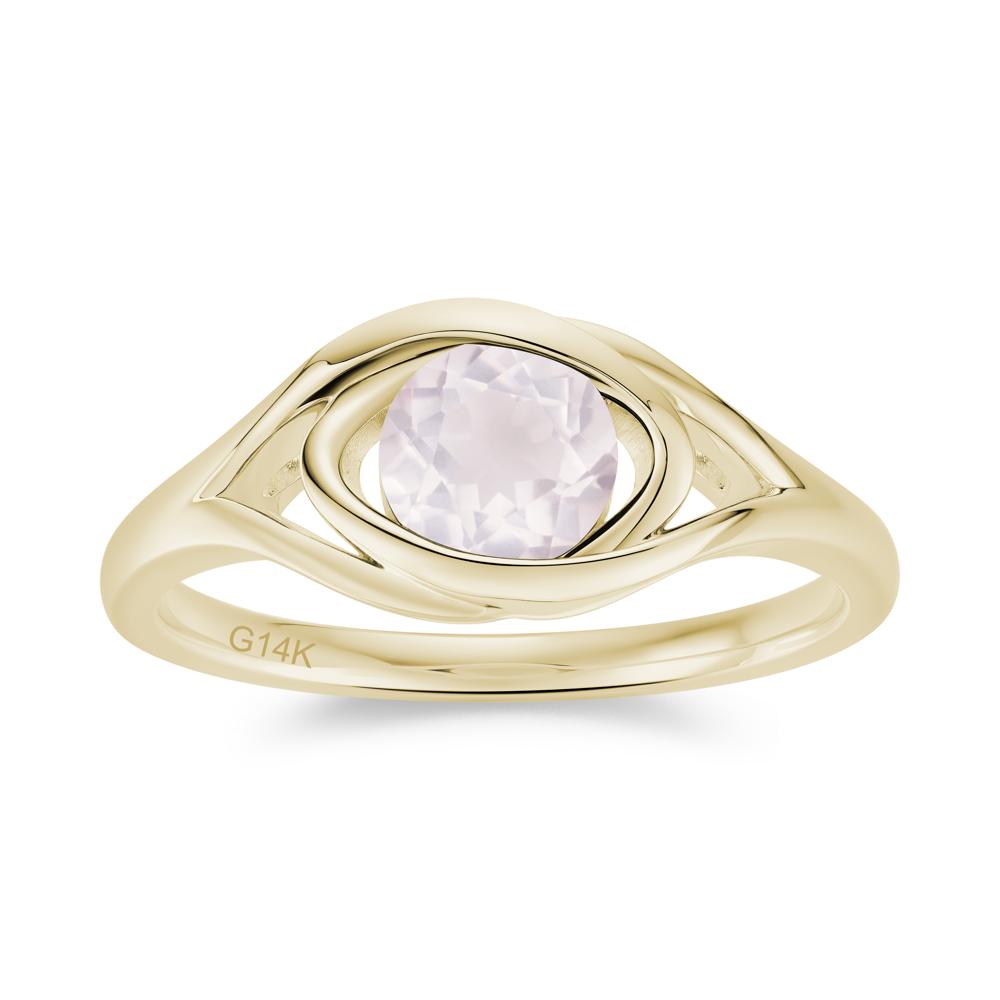 Round Cut Bezel London Blue Topaz Ring - LUO Jewelry #gemstone_Rose Quartz
