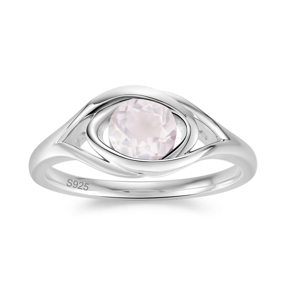 Round Cut Bezel London Blue Topaz Ring - LUO Jewelry #gemstone_Rose Quartz