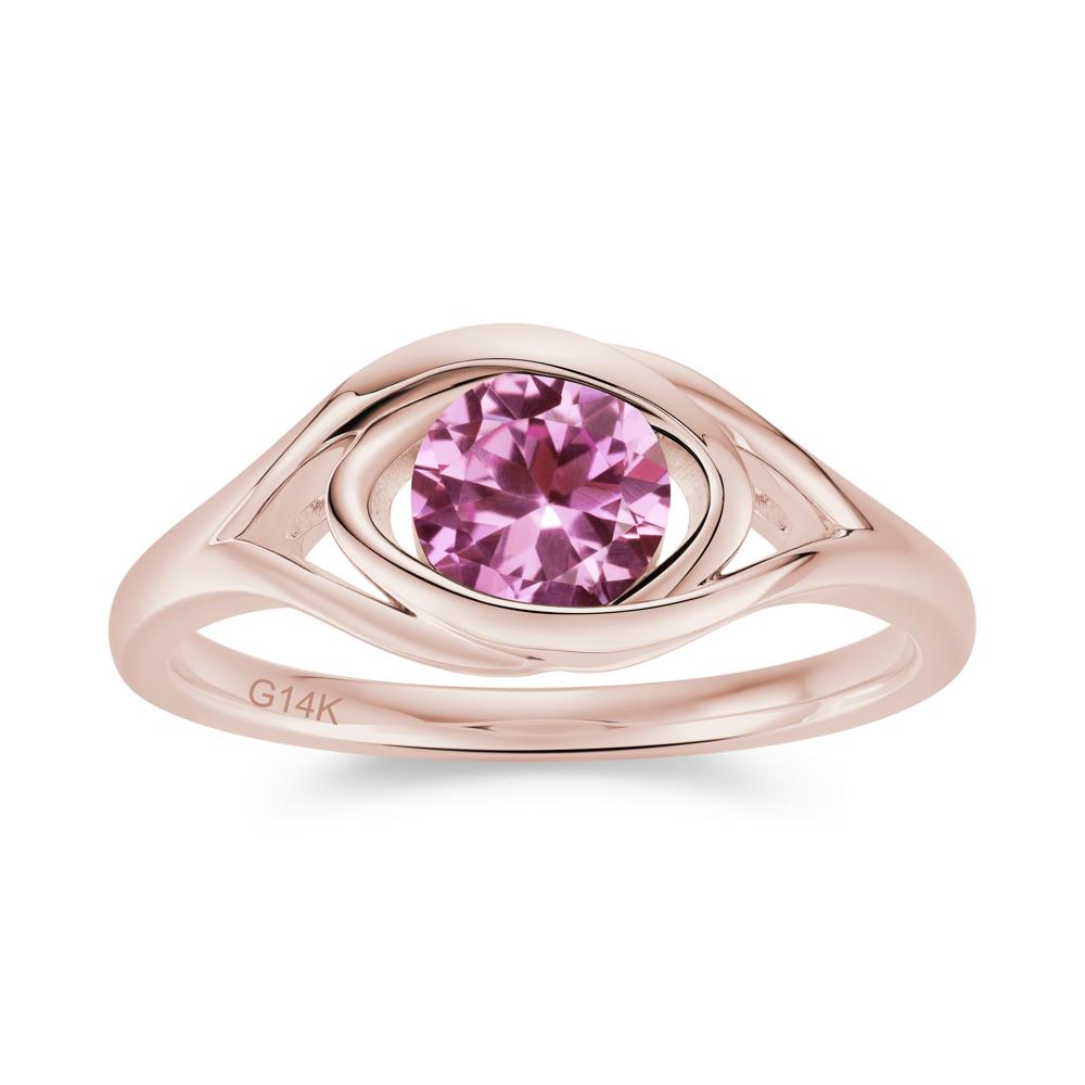 Round Cut Bezel London Blue Topaz Ring - LUO Jewelry #gemstone_Pink Sapphire