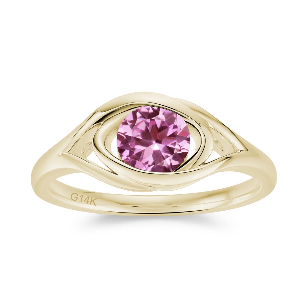Round Cut Bezel London Blue Topaz Ring - LUO Jewelry #gemstone_Pink Sapphire