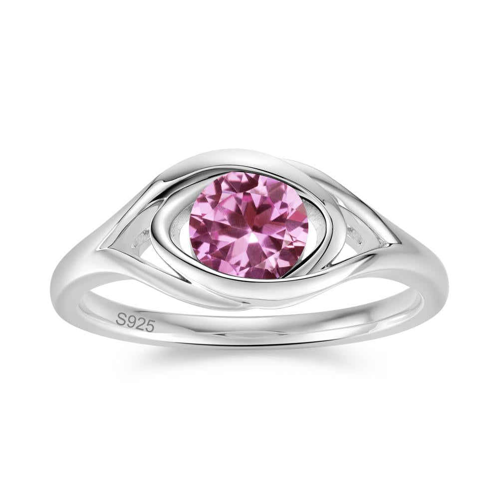 Round Cut Bezel London Blue Topaz Ring - LUO Jewelry #gemstone_Pink Sapphire