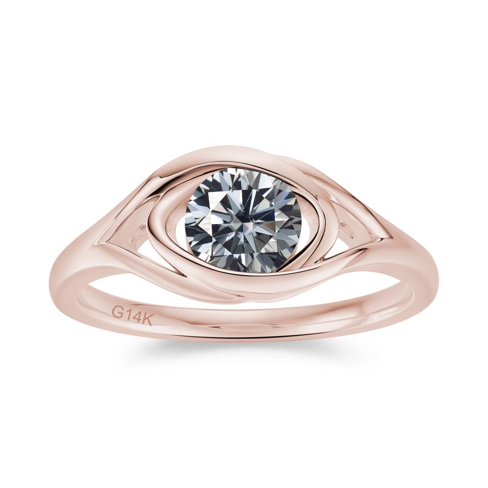 Round Cut Bezel London Blue Topaz Ring - LUO Jewelry #gemstone_Grey Moissanite