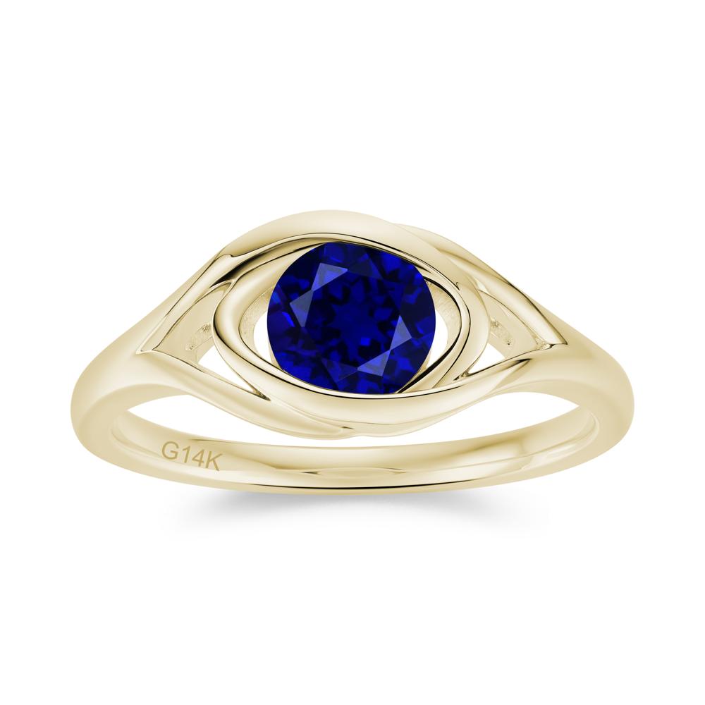 Round Cut Bezel London Blue Topaz Ring - LUO Jewelry #gemstone_Sapphire