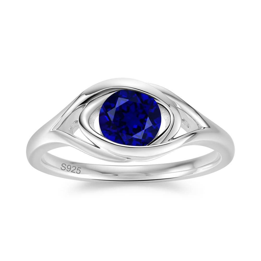 Round Cut Bezel London Blue Topaz Ring - LUO Jewelry #gemstone_Sapphire