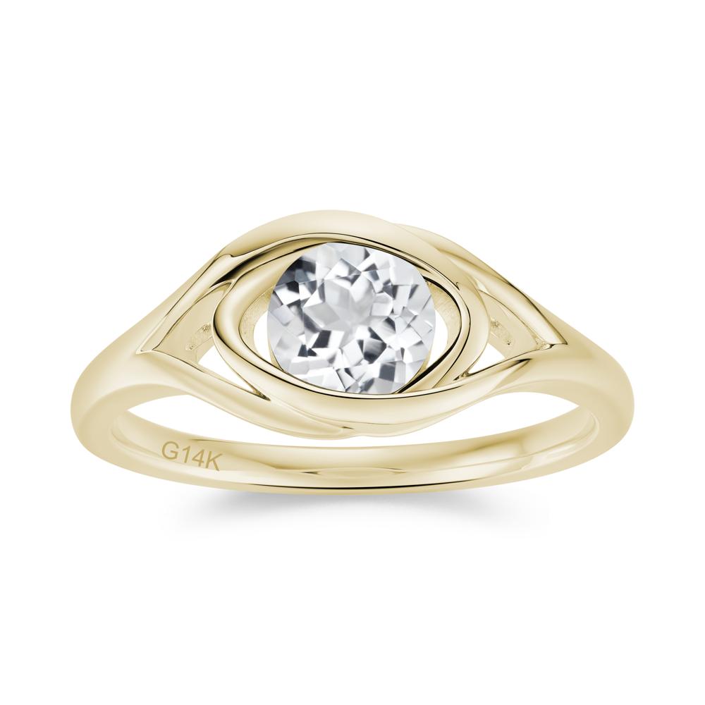 Round Cut Bezel London Blue Topaz Ring - LUO Jewelry #gemstone_White Topaz