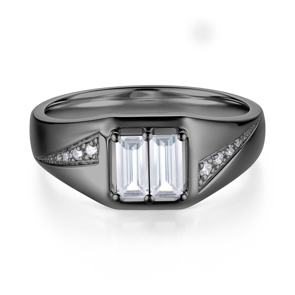 Dual Rectangular Cut Amethyst and Cubic Zirconia Ring for Him - LUO Jewelry #gemstone_Cubic Zirconia