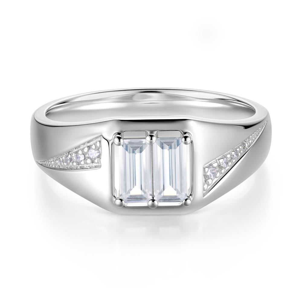 Dual Rectangular Cut Amethyst and Cubic Zirconia Ring for Him - LUO Jewelry #gemstone_Cubic Zirconia
