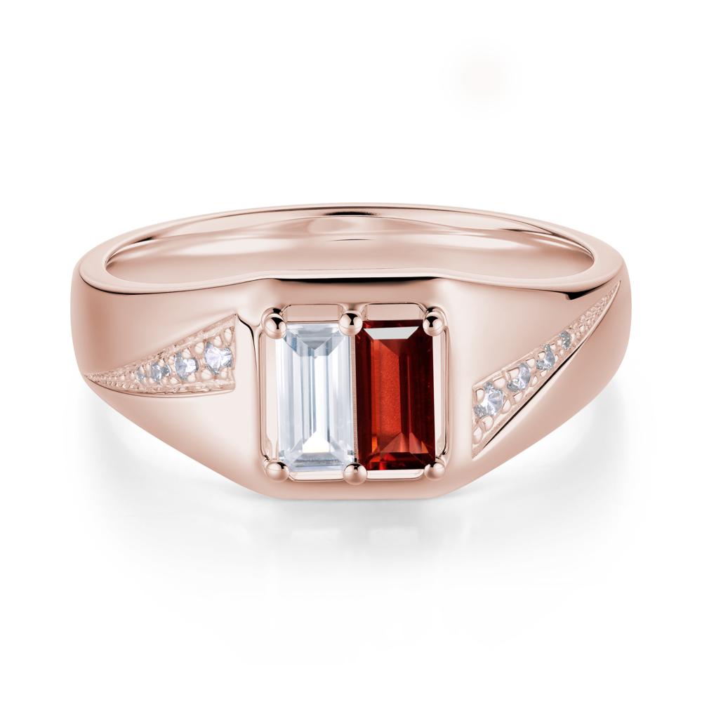 Dual Rectangular Cut Amethyst and Cubic Zirconia Ring for Him - LUO Jewelry #gemstone_Cubic Zirconia and Garnet