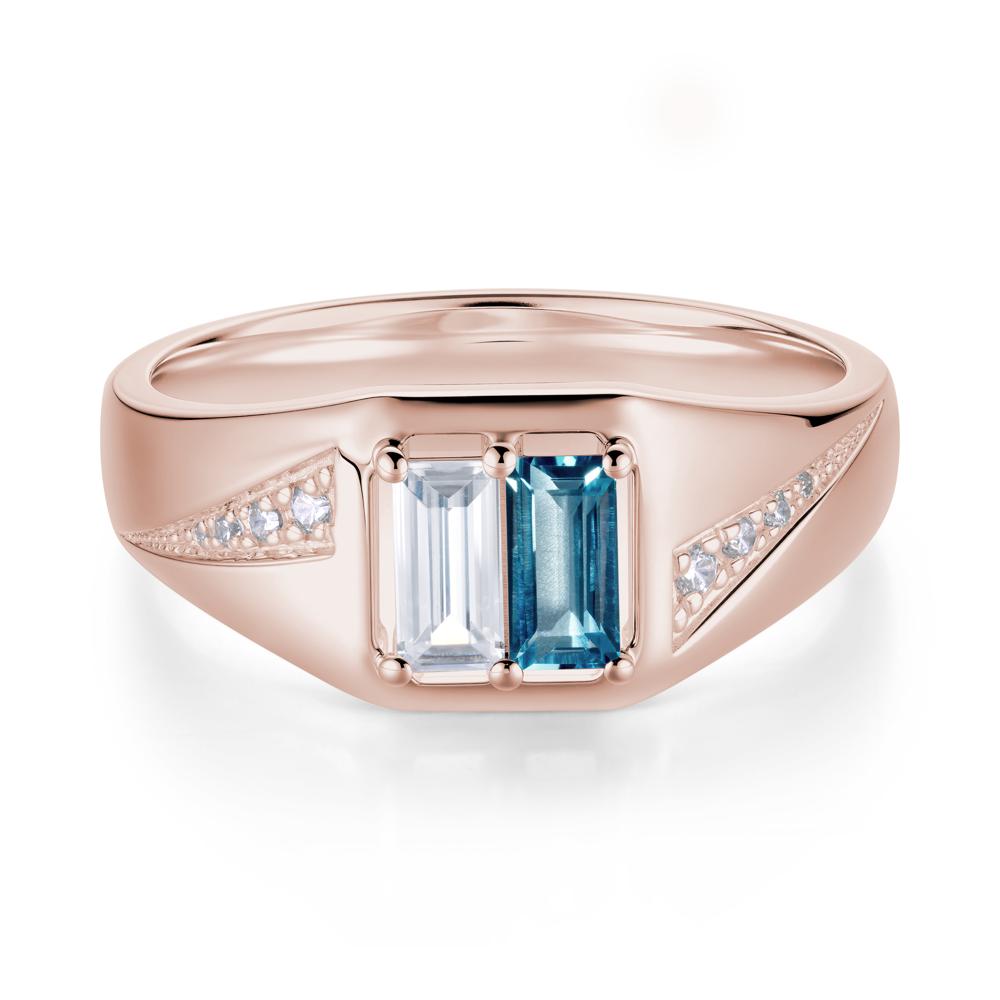 Dual Rectangular Cut Amethyst and Cubic Zirconia Ring for Him - LUO Jewelry #gemstone_Cubic Zirconia and London Blue Topaz