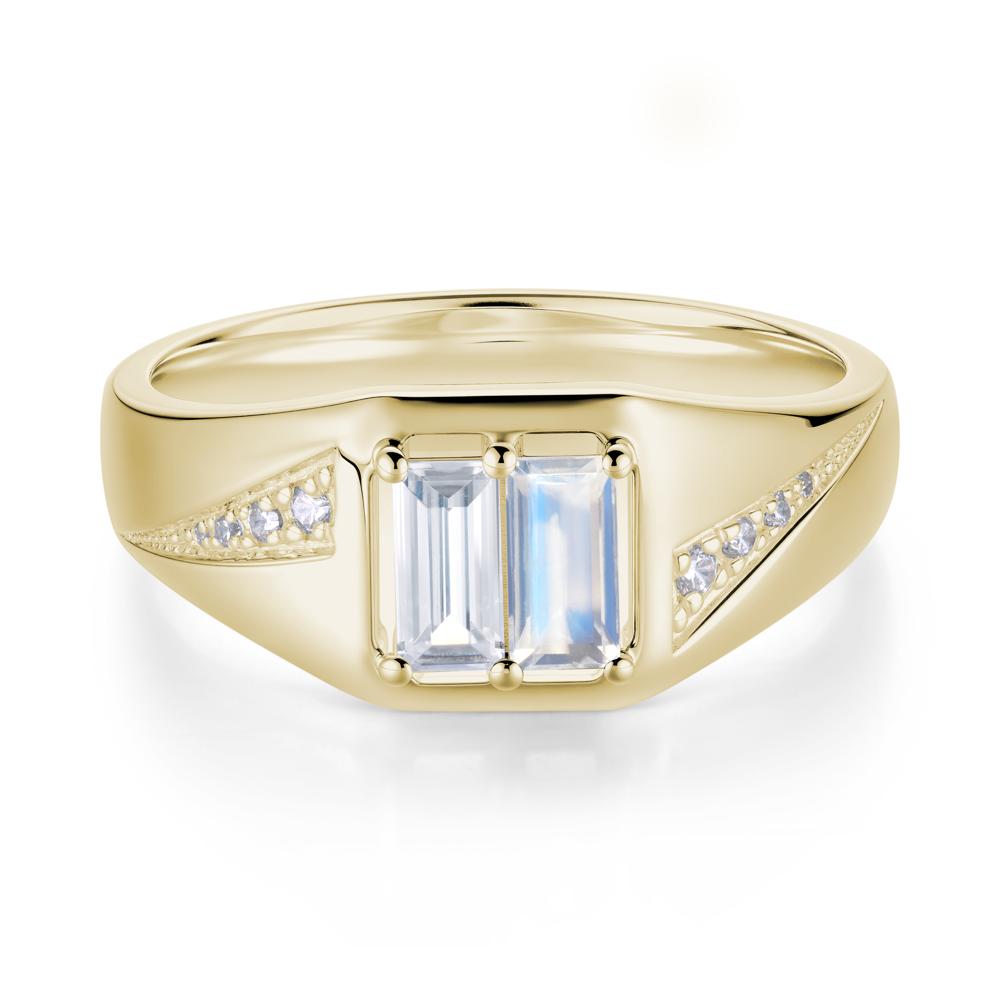 Dual Rectangular Cut Amethyst and Cubic Zirconia Ring for Him - LUO Jewelry #gemstone_Cubic Zirconia and Moonstone