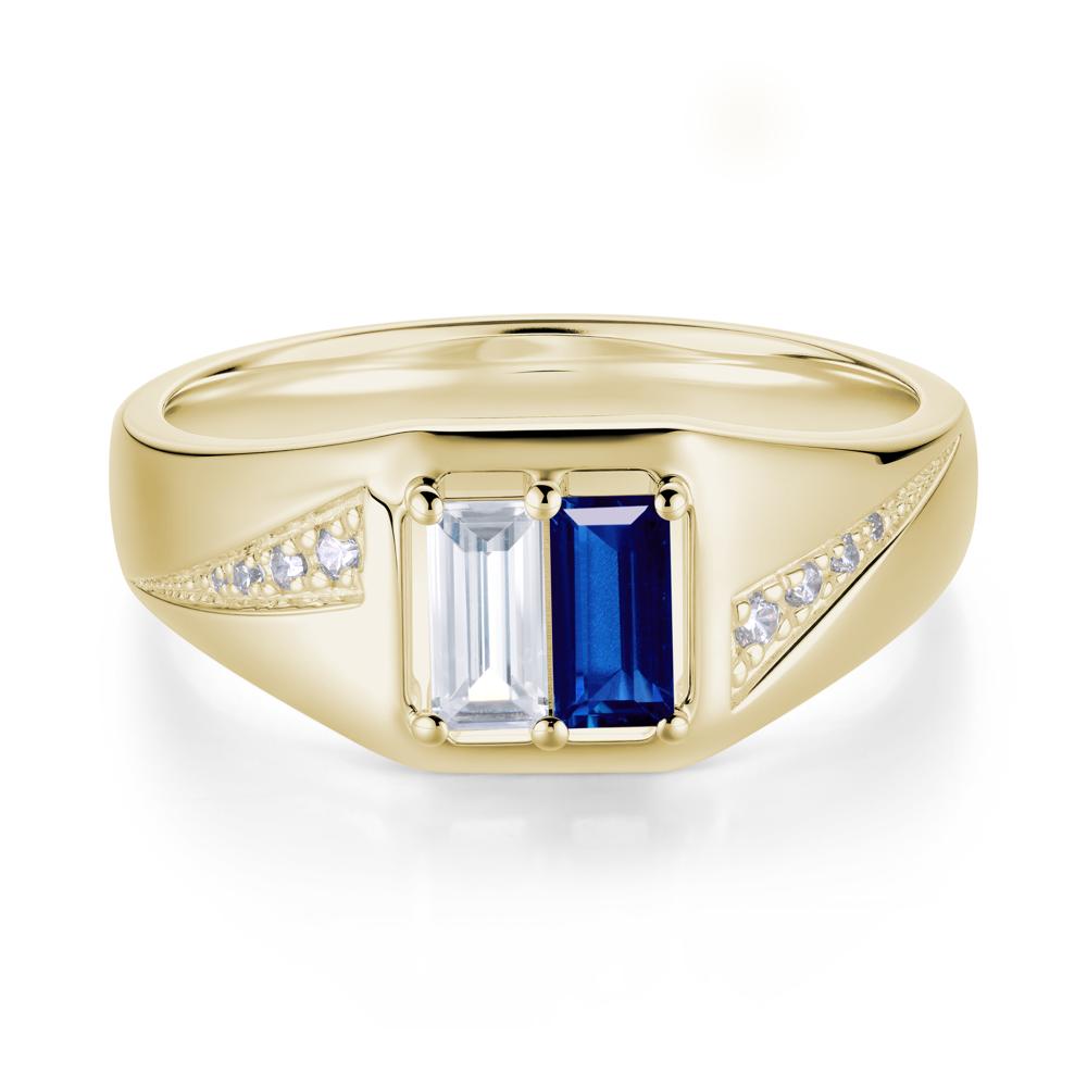 Dual Rectangular Cut Amethyst and Cubic Zirconia Ring for Him - LUO Jewelry #gemstone_Cubic Zirconia and Sapphire