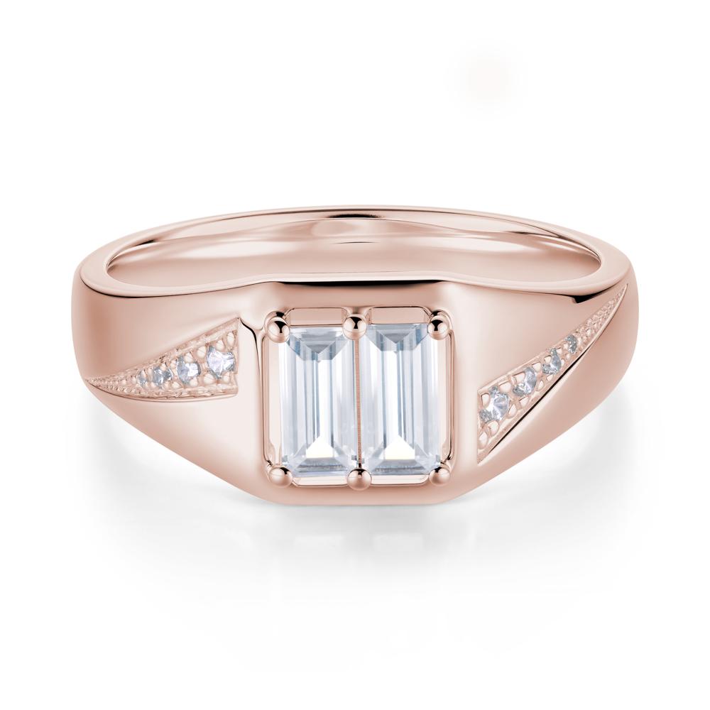 Dual Rectangular Cut Amethyst and Cubic Zirconia Ring for Him - LUO Jewelry #gemstone_Cubic Zirconia and White Topaz