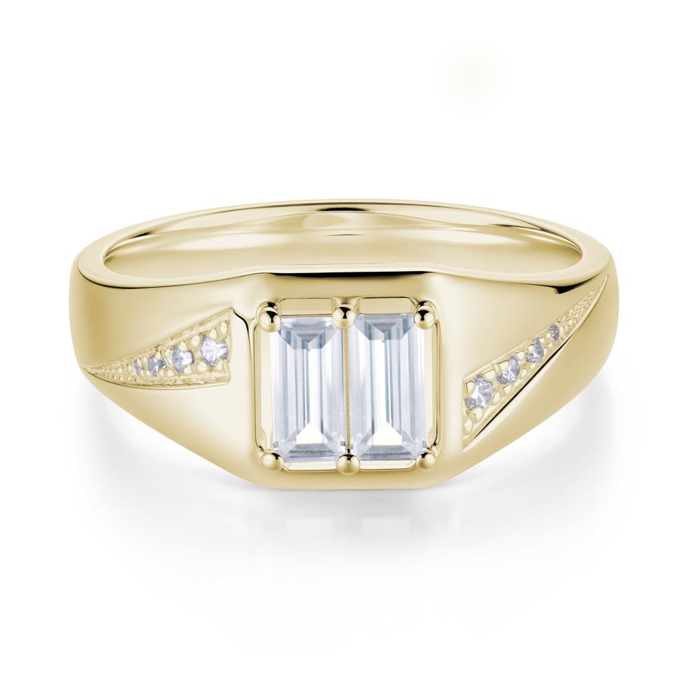 Dual Rectangular Cut Amethyst and Cubic Zirconia Ring for Him - LUO Jewelry #gemstone_Cubic Zirconia and White Topaz