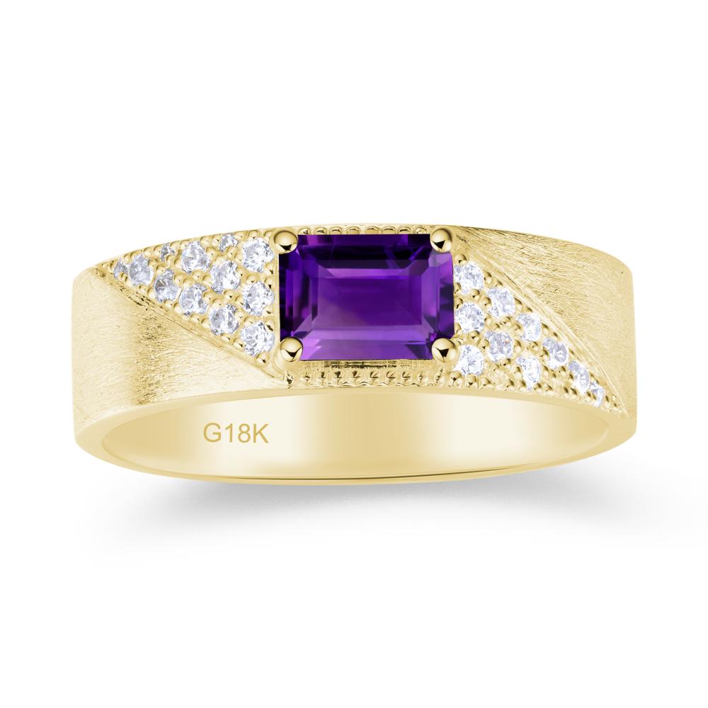 Emerald Cut Garnet Men's Wedding Band Ring - LUO Jewelry #gemstone_Amethyst