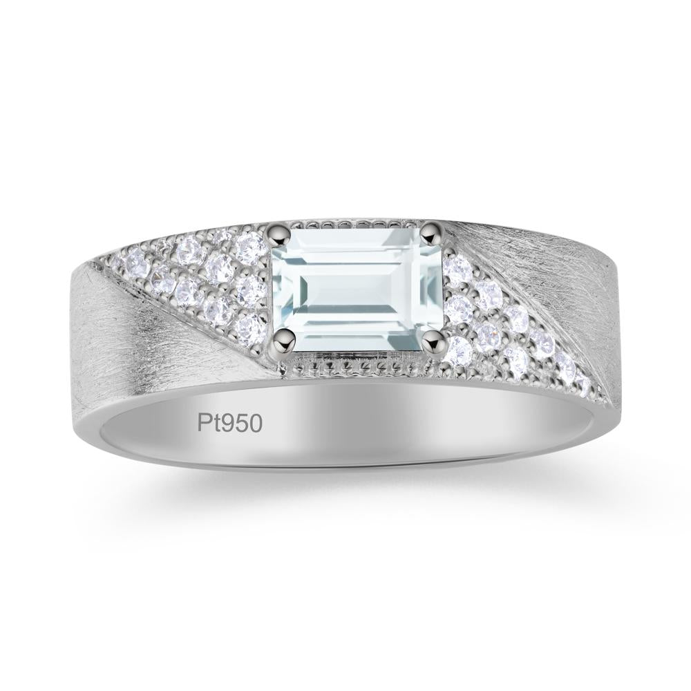 Emerald Cut Garnet Men's Wedding Band Ring - LUO Jewelry #gemstone_Aquamarine