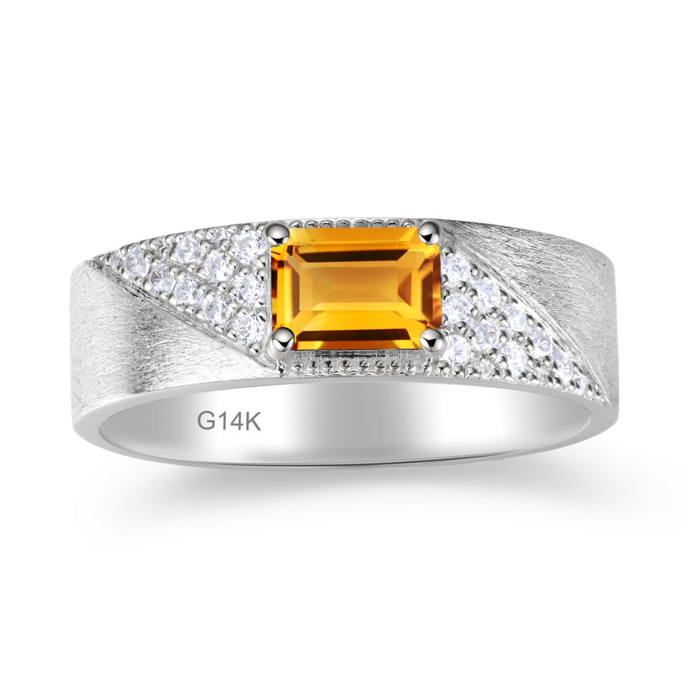 Emerald Cut Garnet Men's Wedding Band Ring - LUO Jewelry #gemstone_Citrine