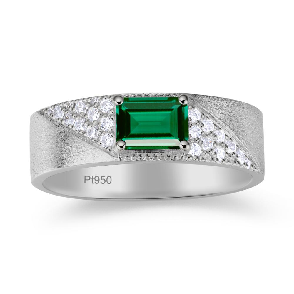 Emerald Cut Garnet Men's Wedding Band Ring - LUO Jewelry #gemstone_Emerald
