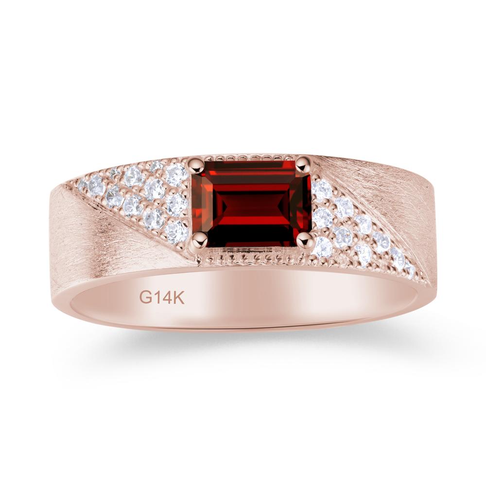 Emerald Cut Garnet Men's Wedding Band Ring - LUO Jewelry #gemstone_Garnet