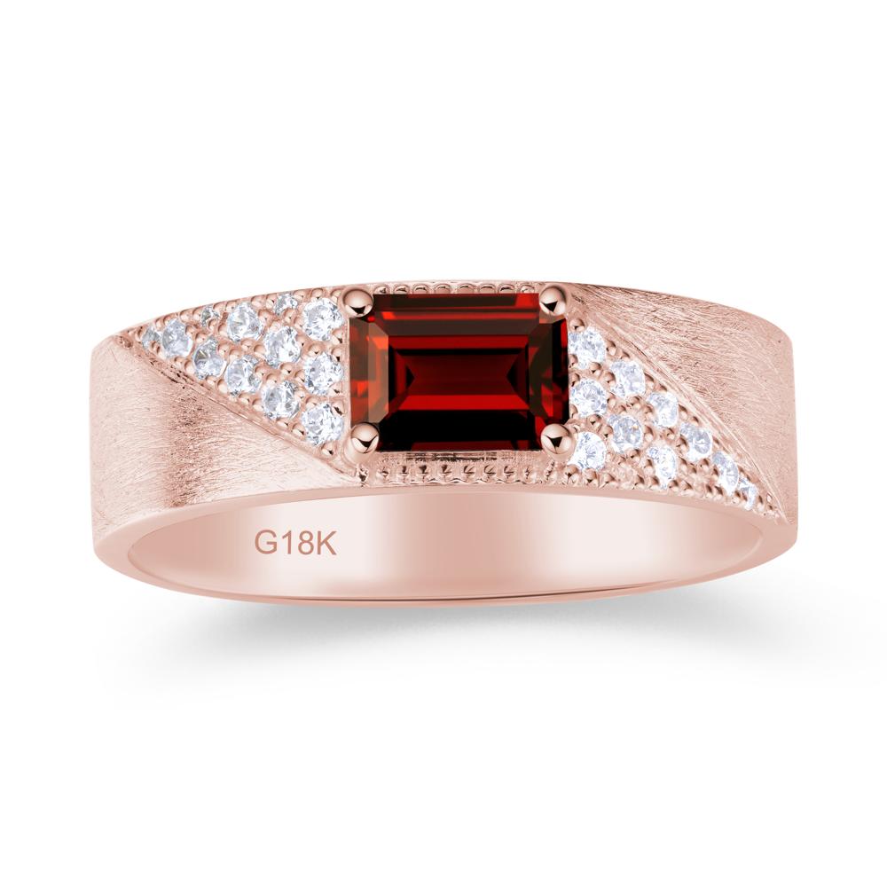 Emerald Cut Garnet Men's Wedding Band Ring - LUO Jewelry #gemstone_Garnet