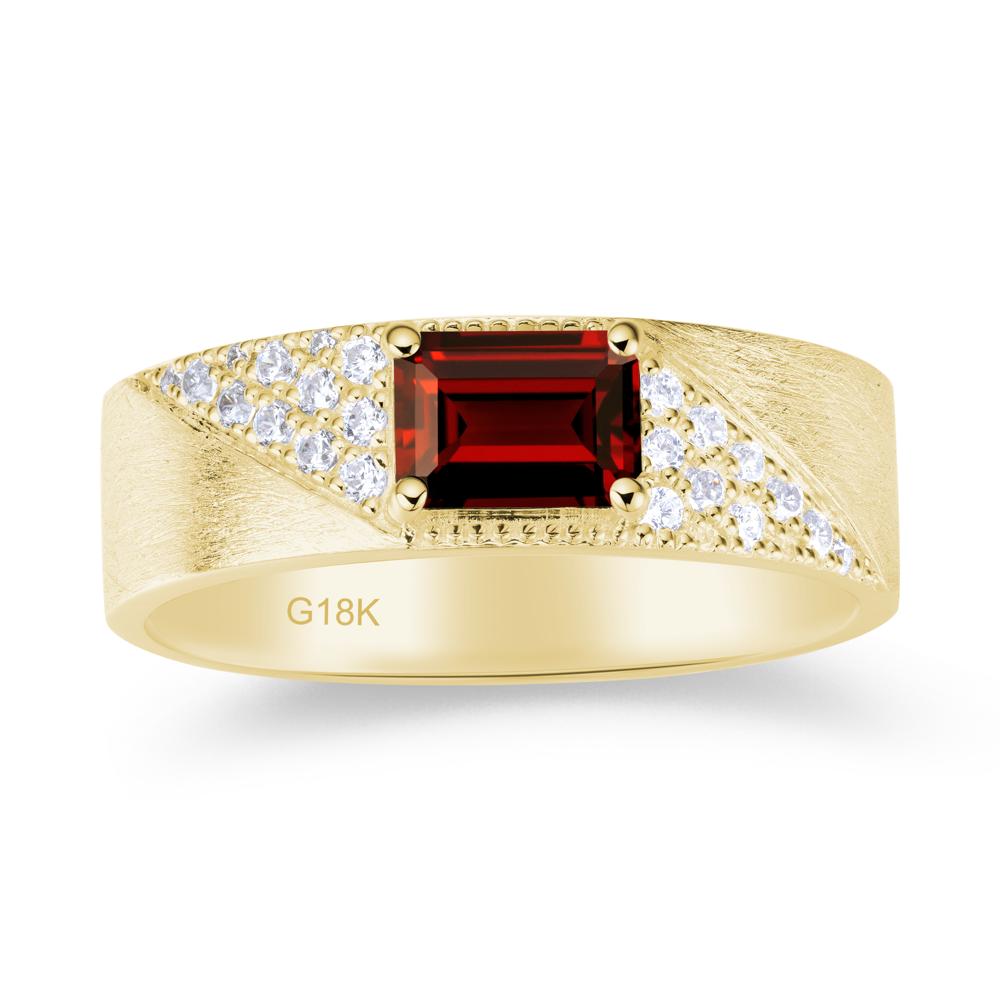 Emerald Cut Garnet Men's Wedding Band Ring - LUO Jewelry #gemstone_Garnet