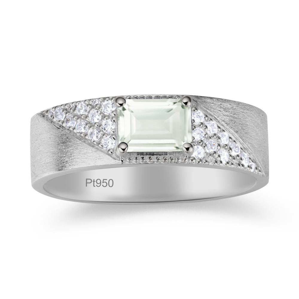Emerald Cut Garnet Men's Wedding Band Ring - LUO Jewelry #gemstone_Green Amethyst