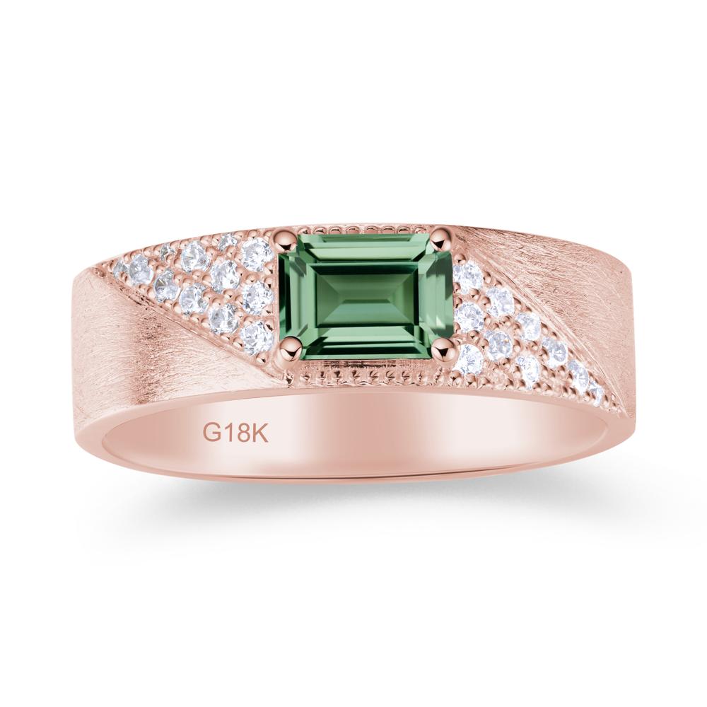 Emerald Cut Garnet Men's Wedding Band Ring - LUO Jewelry #gemstone_Green Sapphire