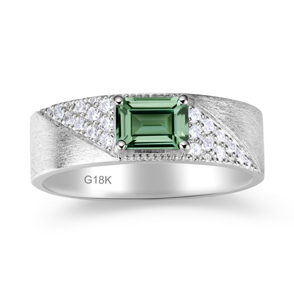 Emerald Cut Garnet Men's Wedding Band Ring - LUO Jewelry #gemstone_Green Sapphire