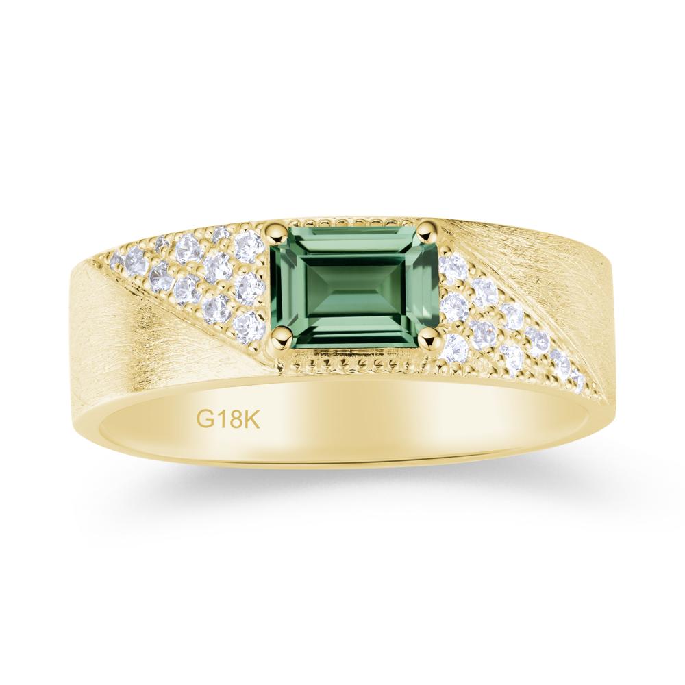 Emerald Cut Garnet Men's Wedding Band Ring - LUO Jewelry #gemstone_Green Sapphire