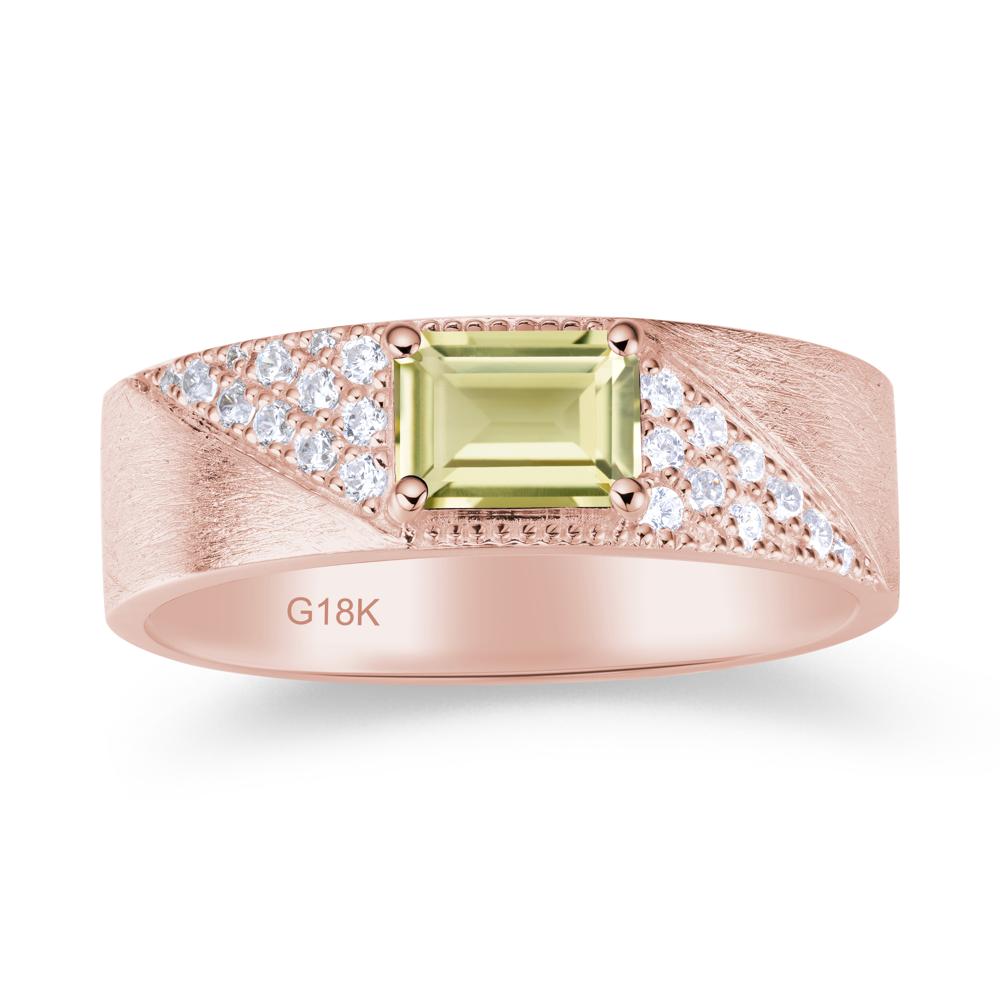 Emerald Cut Garnet Men's Wedding Band Ring - LUO Jewelry #gemstone_Lemon Quartz