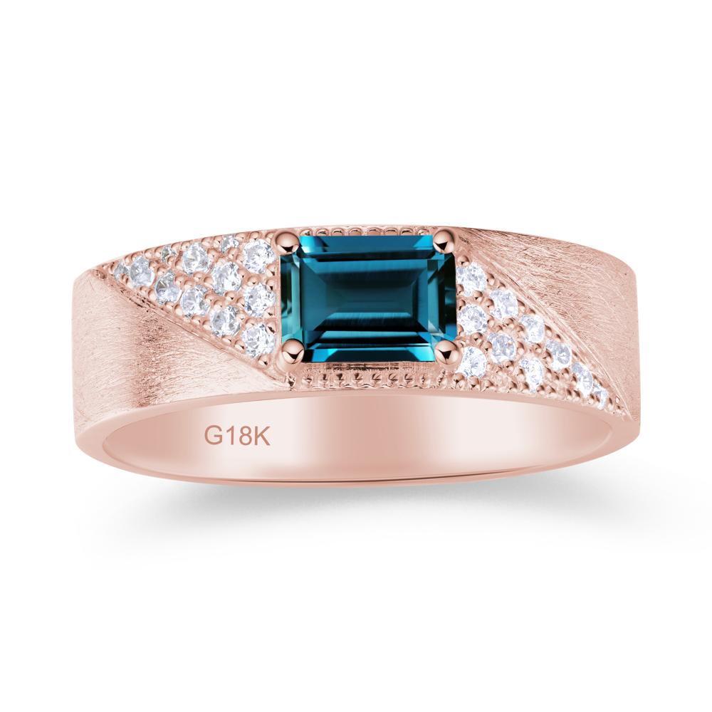 Emerald Cut Garnet Men's Wedding Band Ring - LUO Jewelry #gemstone_London Blue Topaz