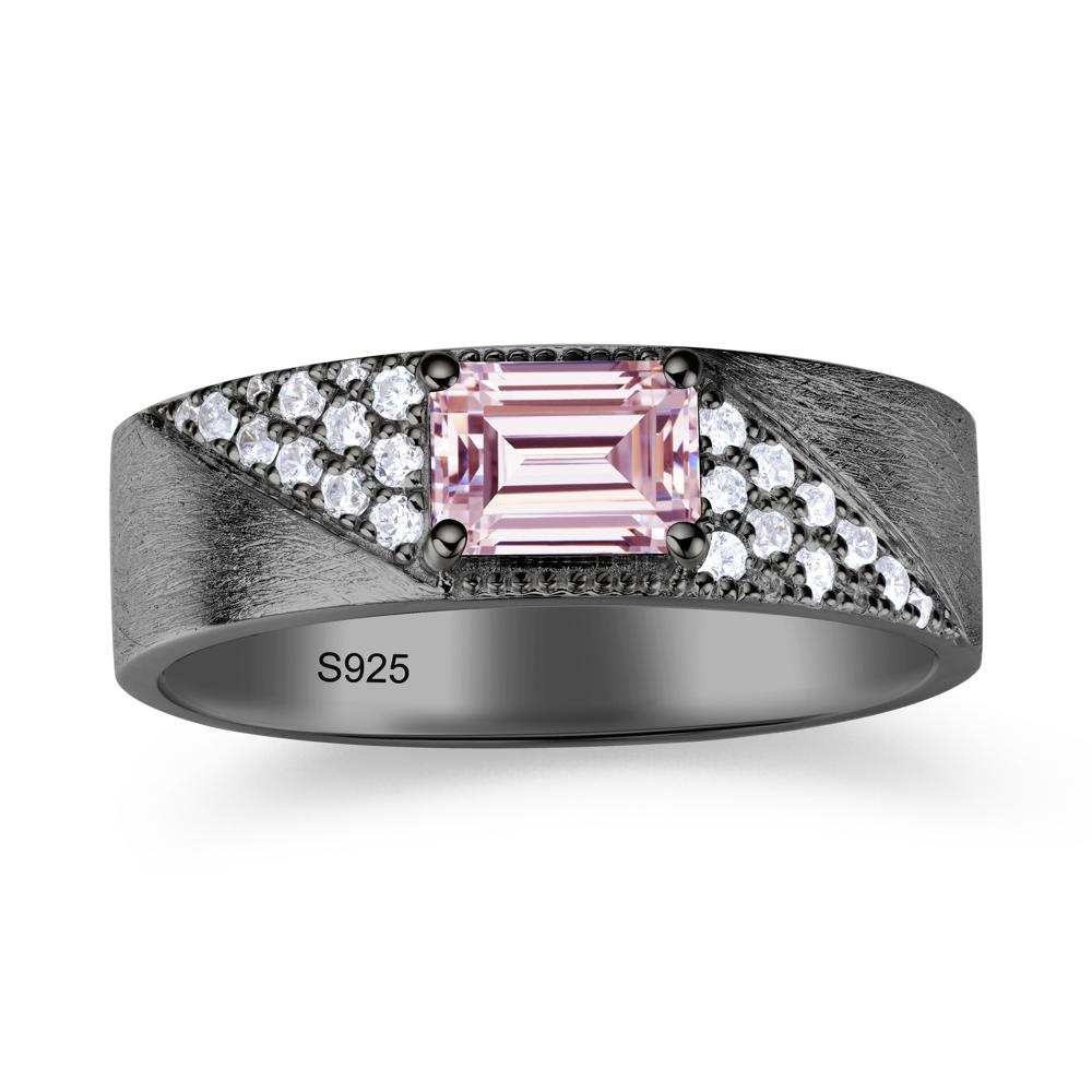 Emerald Cut Garnet Men's Wedding Band Ring - LUO Jewelry #gemstone_Pink Cubic Zirconia