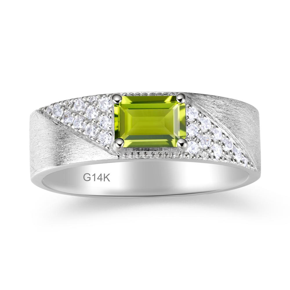 Emerald Cut Garnet Men's Wedding Band Ring - LUO Jewelry #gemstone_Peridot
