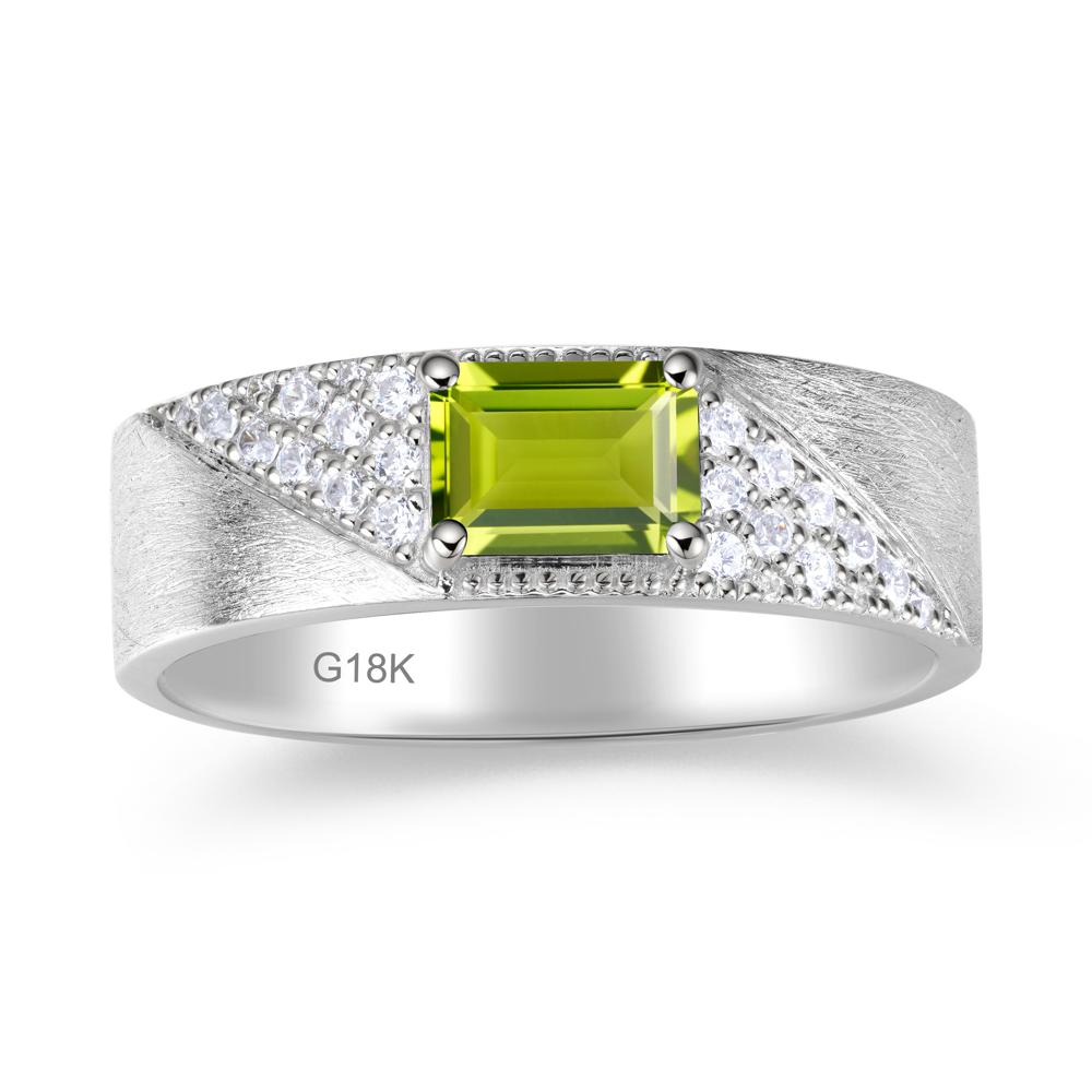 Emerald Cut Garnet Men's Wedding Band Ring - LUO Jewelry #gemstone_Peridot