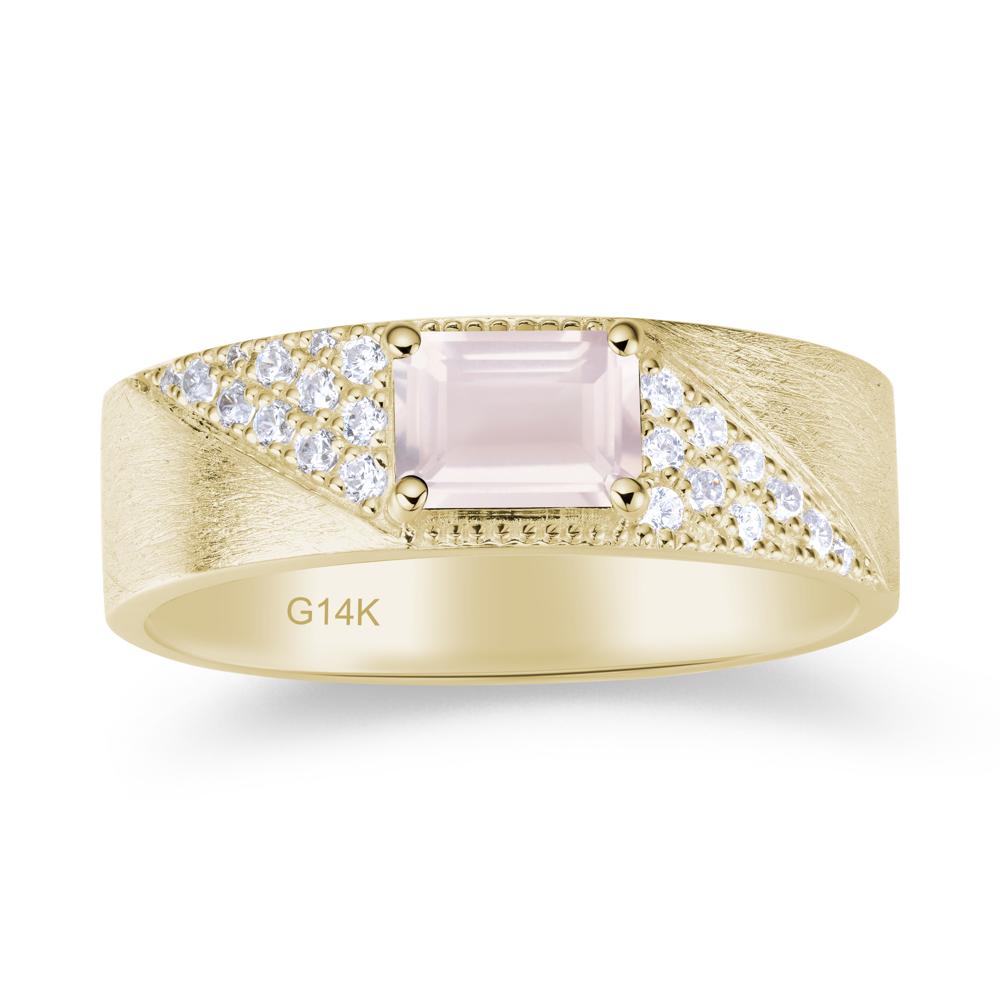 Emerald Cut Garnet Men's Wedding Band Ring - LUO Jewelry #gemstone_Rose Quartz