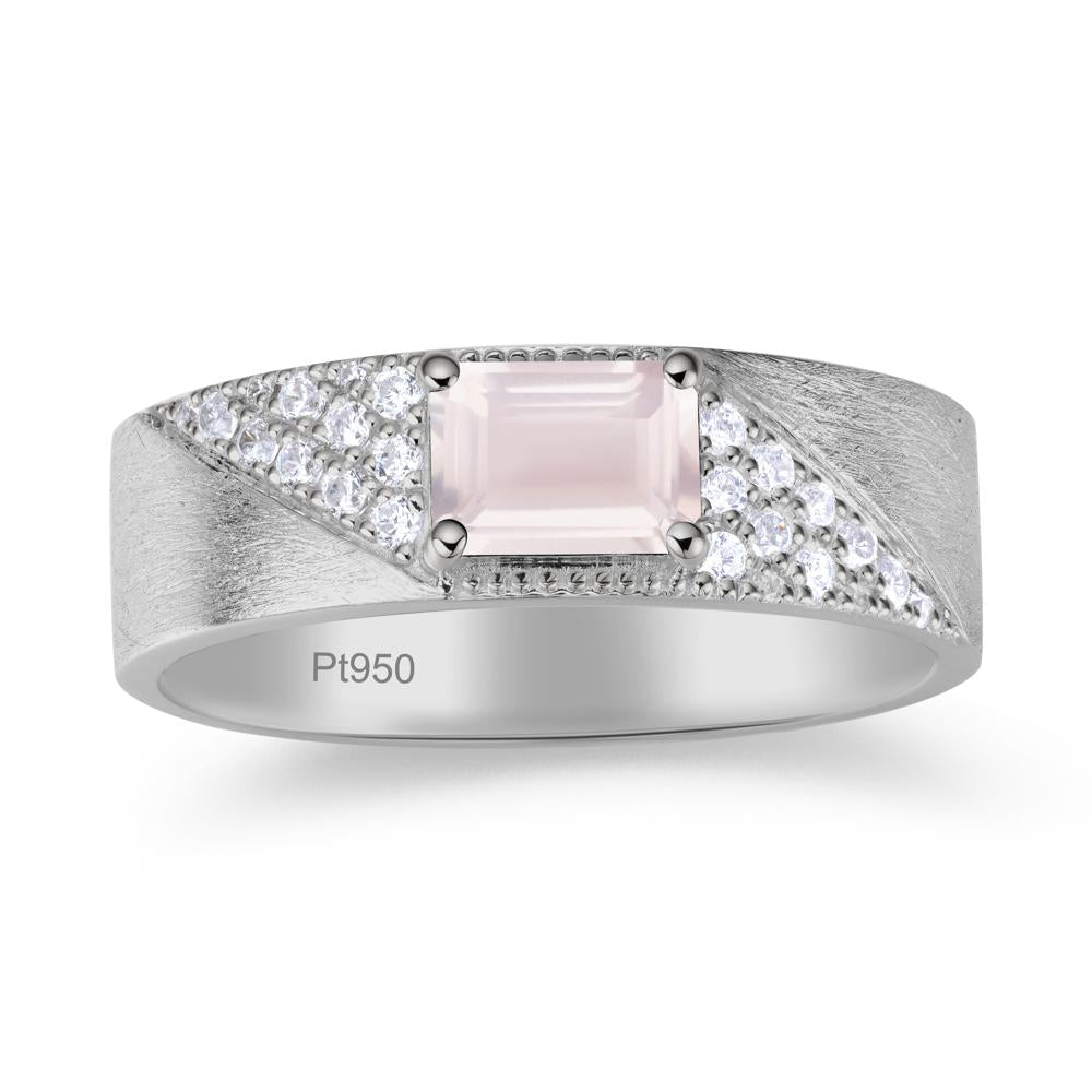 Emerald Cut Garnet Men's Wedding Band Ring - LUO Jewelry #gemstone_Rose Quartz