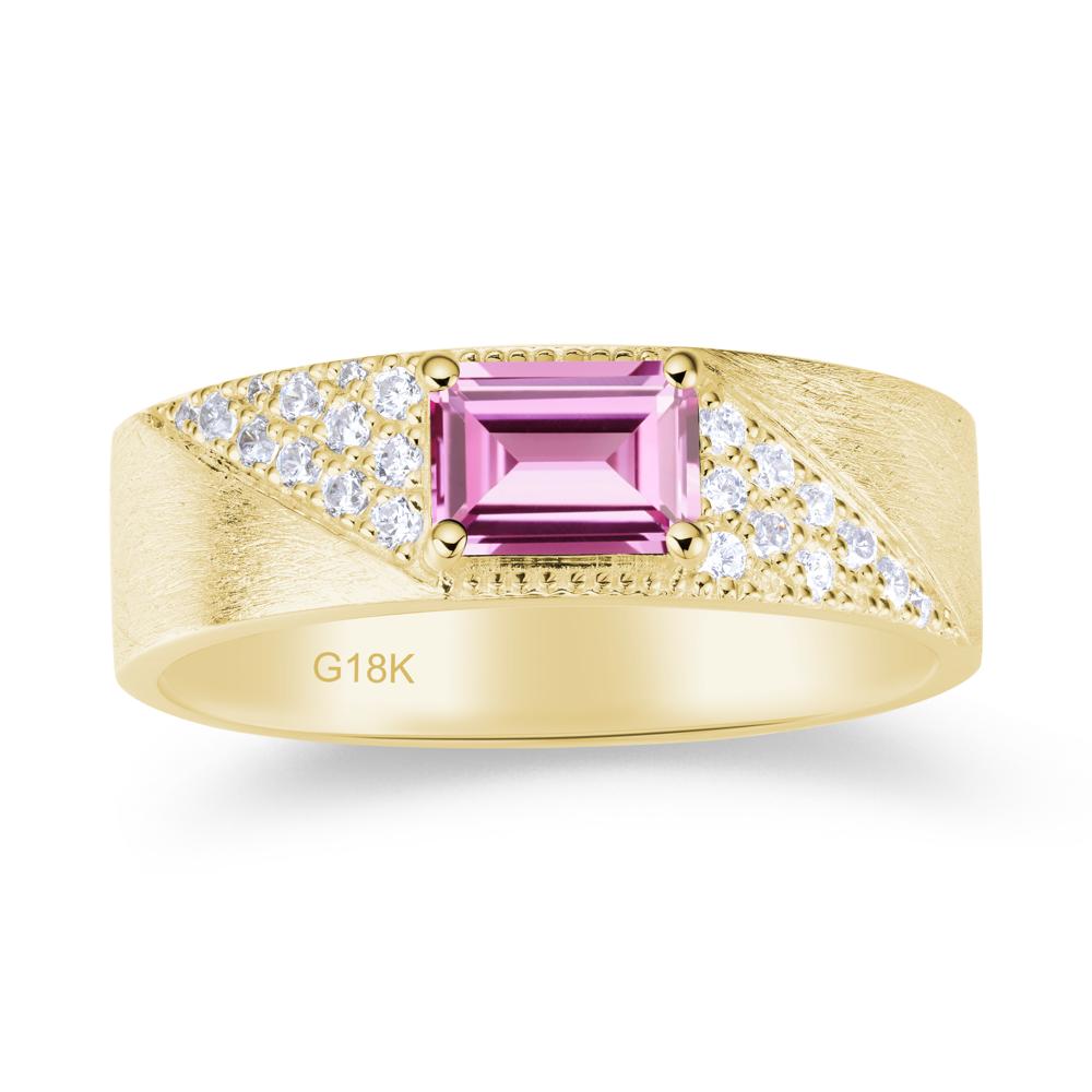 Emerald Cut Garnet Men's Wedding Band Ring - LUO Jewelry #gemstone_Pink Sapphire