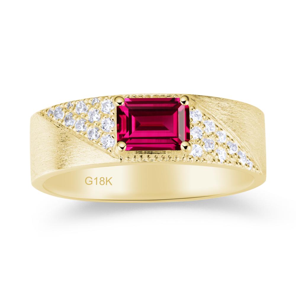 Emerald Cut Garnet Men's Wedding Band Ring - LUO Jewelry #gemstone_Ruby