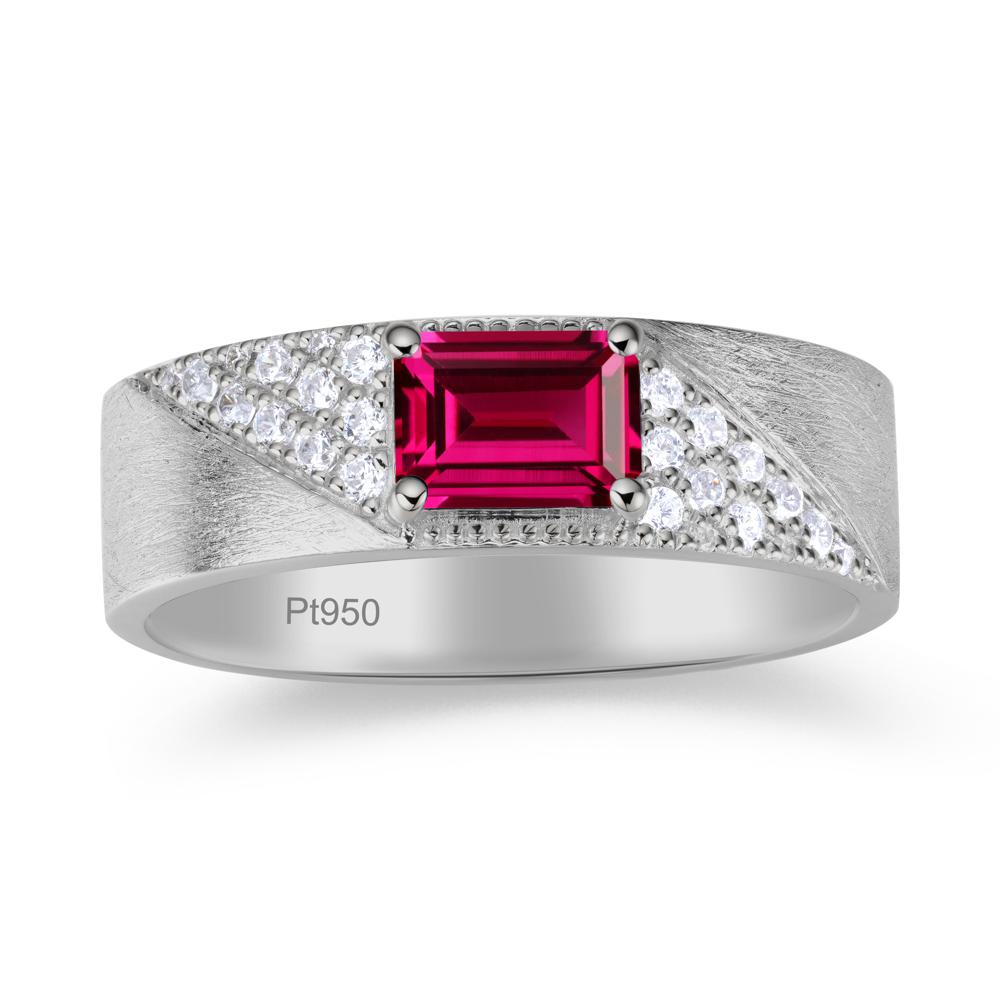 Emerald Cut Garnet Men's Wedding Band Ring - LUO Jewelry #gemstone_Ruby