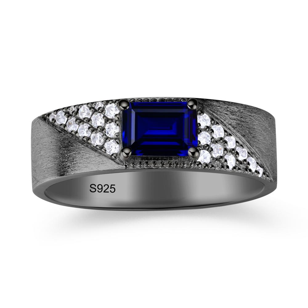 Emerald Cut Garnet Men's Wedding Band Ring - LUO Jewelry #gemstone_Sapphire