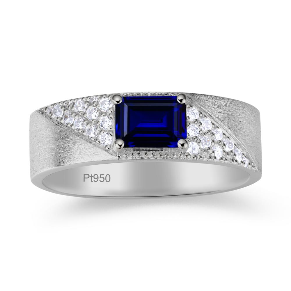 Emerald Cut Garnet Men's Wedding Band Ring - LUO Jewelry #gemstone_Sapphire