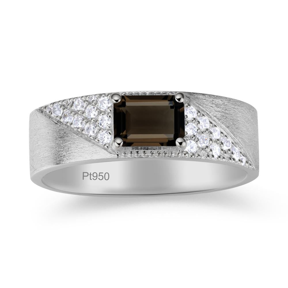 Emerald Cut Garnet Men's Wedding Band Ring - LUO Jewelry #gemstone_Smoky Quartz